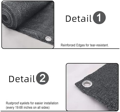 SUNLAX Custom Size 3.3'x35' Dark Grey Balcony Privacy Screen 90% UV Block - Image 4