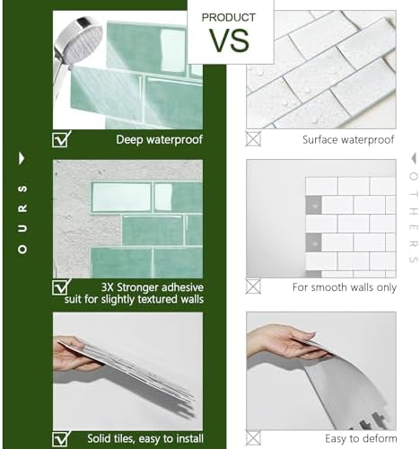 STICKGOO 10-Sheet Subway Tile Peel and Stick Backsplash, Self Adhesive Vinyl Wall Tiles, Stick on Backsplash for Kitchen and Bathroom(Thicker Design) - Image 5