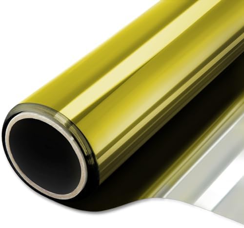 WPCTEV One Way Window Privacy Film, Mirror Tint, Gold, 17.5In x 6.5Ft by WPCTEV