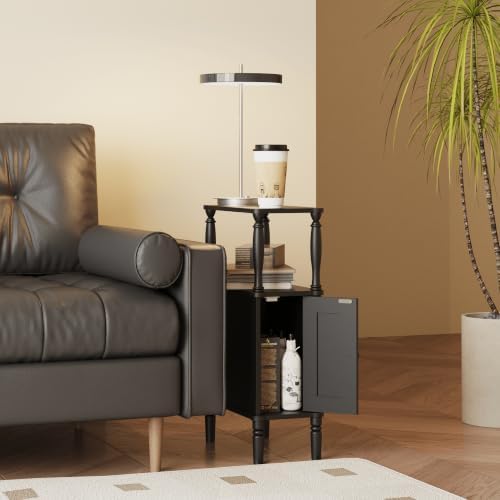 Veegle Narrow Nightstand,Skinny End Side Table (Black) - Image 6