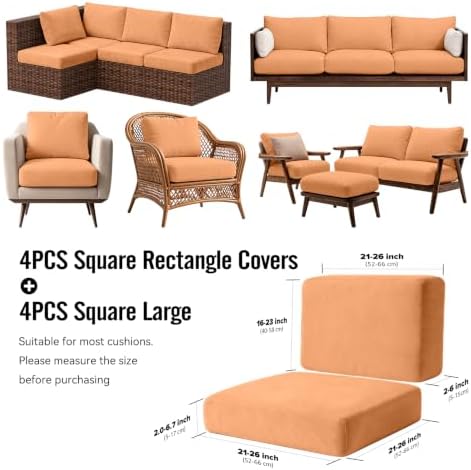 8Pcs Outdoor Cushion Covers, Stretch Patio Furniture Couch Chair Slipcovers - Image 2