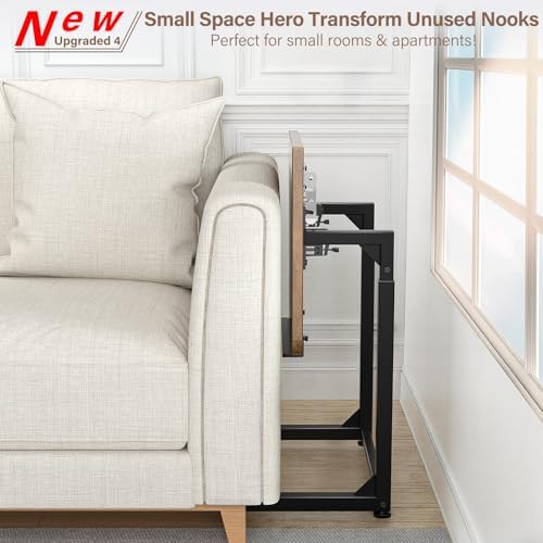 Upgrade Tv Tray Table Set of 2, 8-Level Adjustable Height Couch Side Table, 90° Tilt Angle Foldable C-Shaped End Table with Phone & Tablet Slot Sofa Computer Desk for Couch,Sofa,Bed,Chair,Living Room - Image 5