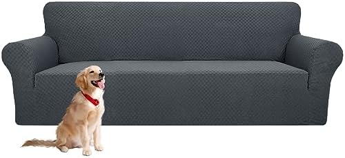 YEMYHOM Couch Cover Latest Jacquard Design High Stretch Extra Large Sofa Covers Pet Dog Cat Proof Oversized Slipcover Non Slip Magic Elastic Furniture Protector (XL Sofa, Dark Gray) by YEMYHOM