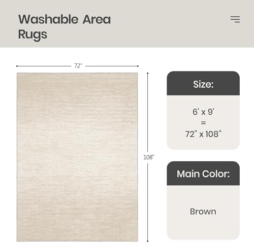 Valenrug 6x9 Area Rugs Non Slip, Large Washable Rugs for Living Room, Brown - Image 2