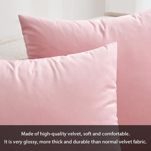 MIULEE Velvet Throw Pillow Covers 18x18 Inch Pack of 2 Bright Pink - Image 2