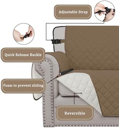 Easy-Going Reversible Couch Cover, Chair 30 in, Camel/Ivory - Image 3
