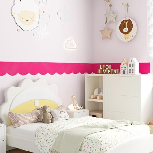 WESTICK Hot Pink Bulletin Board Border for Classroom Decorative Velvet Wallpaper Border Peel and Stick Hot Pink Mirror Frame Border for Bathroom Girls Bedroom Dressing Table DIY Crafts 3.9" x 394" - Image 7