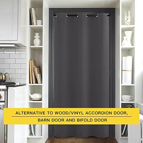 NICETOWN Doorway Curtain Privacy, Door Cover Curtain, Sound Reducing Winter Insulated Thermal Room Darkening Blackout Curtains for Bedroom, 84 inch Length (1 Panel, 5ft Wide by 7ft Long, Gray) - Image 4