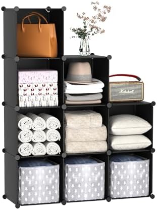 C&AHOME Cube Storage Organizer, 9-Cube Bookcase, Closet Cabinet Black by CAHOME