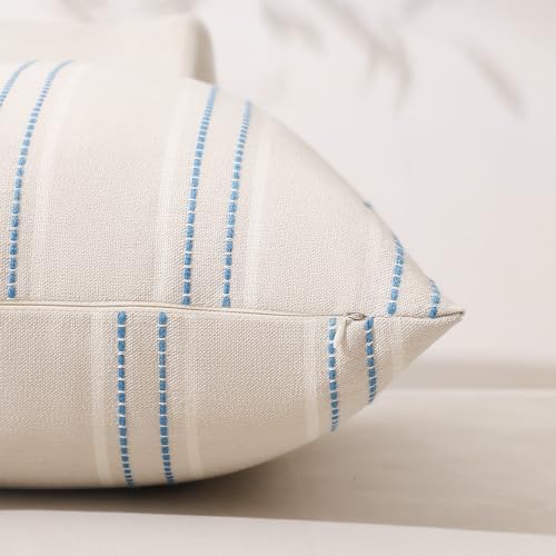 Hckot Striped Throw Pillow Covers 20x20 Set of 2 Lake Blue Pillow Covers - Image 3
