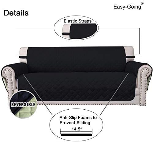 Easy-Going Reversible Couch Cover, 4 Seater Sofa, Black/Beige - Image 3