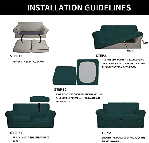 Easy-Going 3 Pieces Stretch Loveseat Couch Cover for 2 Cushion Washable - Image 5