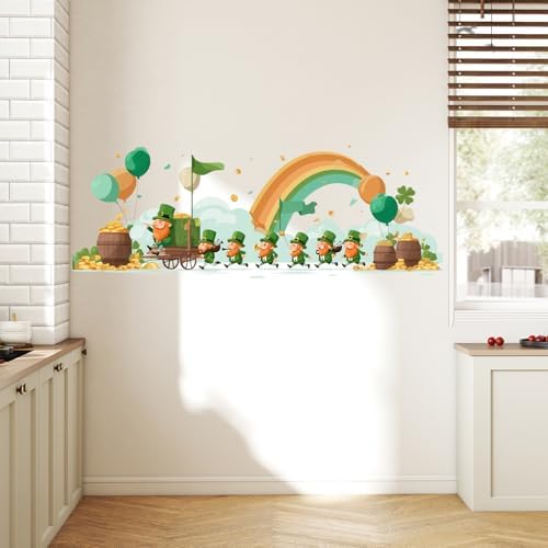 ANNA QUEEN St Patrick’s Day Leprechaun Wall Decals Peel and Stick Lucky Irish Leprechaun Rainbow Wall Stickers Removable Vinyl Holiday Wall Decor for Kids Room Party Decoration - Image 4