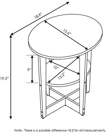 Furinno Jaya 2-Tier Round Side Table Set of 2, Open Shelf, Columbia Walnut - Image 3