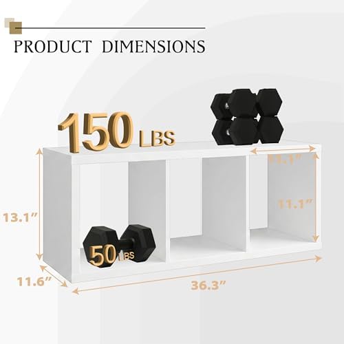 WannabeMyself【2026 Wooden Thick Frame】 3 Cube Storage Organizer with Anti-Tipping Kits, Reversible Open Back Book Shelf,Bookcase for Living Room,Bedroom,Entrance Hall,Office,11.6×36.3×13.1,White - Image 2