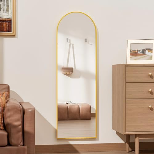 Rowjut Full Length Door Mirror, Wall Mounted Wall Mirrors, 50"X16" Arched Behind Door Mirror for Use in Living Rooms, Rooms, Bedrooms, Cloakrooms, etc. Durable & Stylish Home Decor (Gold). - Image 2