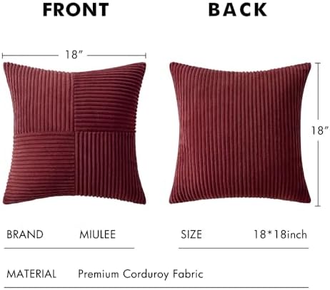 MIULEE Burgundy Decorative Throw Pillow Covers for Couch 18x18 Inch - Image 6