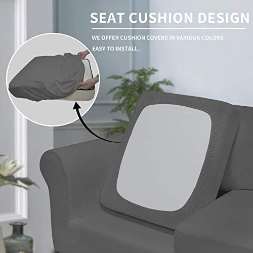Easy-Going 3 Pieces Stretch Soft Couch Cover for Dogs - Washable Sofa Slipcover for 2 Separate Cushion Couch - Elastic Furniture Protector for Pets, Kids (Loveseat, Gray, Medium) - Image 4