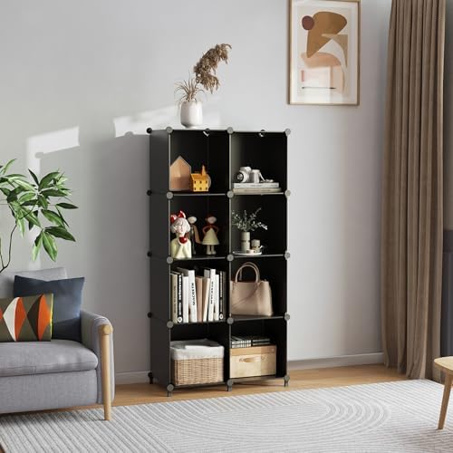AWTATOS 8 Cube Storage Organizer, Closet Organizer Storage Shelf, Black - Image 2
