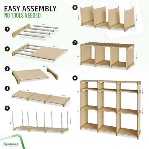 Cube Storage Organizer with Storage Bins Included - The Perfect Closet Organizers and Storage Solution. Includes 9 Storage Cubes, Great For Toy Storage, Closet Storage, Clothes Storage (Beige) - Image 4