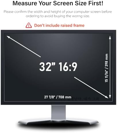 32 Inch - 16:9 Aspect Ratio - Computer Privacy Screen Filter for Widescreen monitor - Anti-Glare - Anti-Scratch Protector Film - Please measure carefully - Image 2