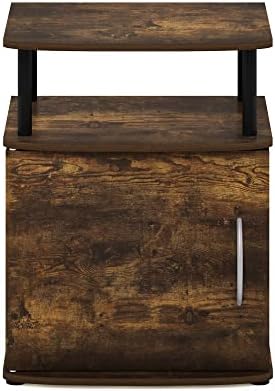 Furinno Jaya End Side Sofa Table/Nightstand with Door, Amber Pine/Black - Image 6