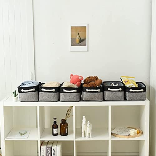 TheWarmHome Storage Basket for Organizing - 12x8x5.2 inch 1 Pack Fabric Storage Cubes, Baskets for Gifts Empty for Closet Organizer Dog Gift Cloth Toy (Grey & Black) - Image 5