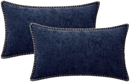 MIULEE Decorative Lumbar Throw Pillow Covers 12x20 Inch Navy Blue 2 Pack - Image 6