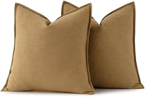 MIULEE Decorative Linen Euro Sham Pillow Covers 24x24 Mustard Yellow - Image 6
