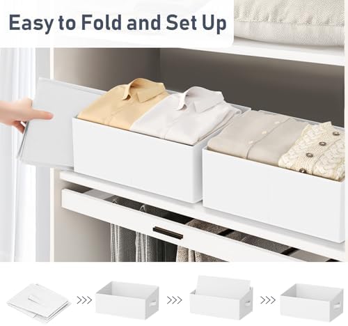 DIMJ Closet Storage Bins 6 Pack - Fabric Storage Baskets for Shelves, Large Clothes Organizers with Handles, Trapezoid Shelf Organization Storage Cubes for Purse, Toys, Books, Towel, Clothes - Image 4