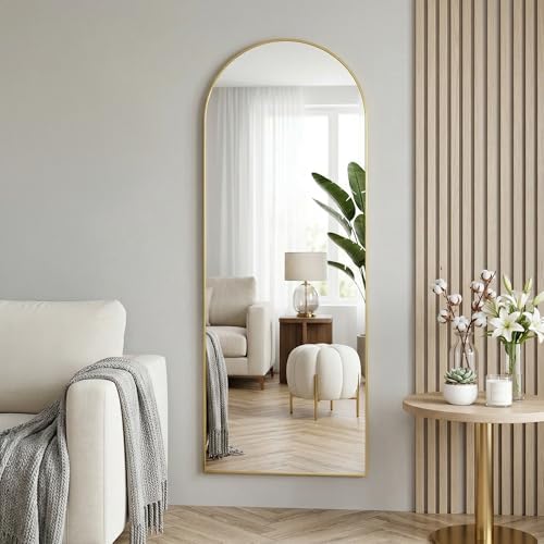58"x20" Arched Over-the-Door Full Length Mirror, Gold - Image 3