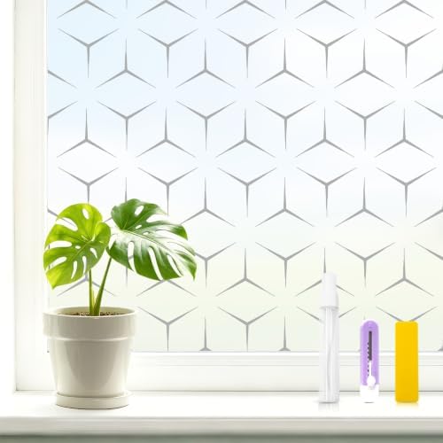 SOMWISE Frosted Window Privacy Film, Day and Night, Static Cling, 23.5X 78.5 by somwise