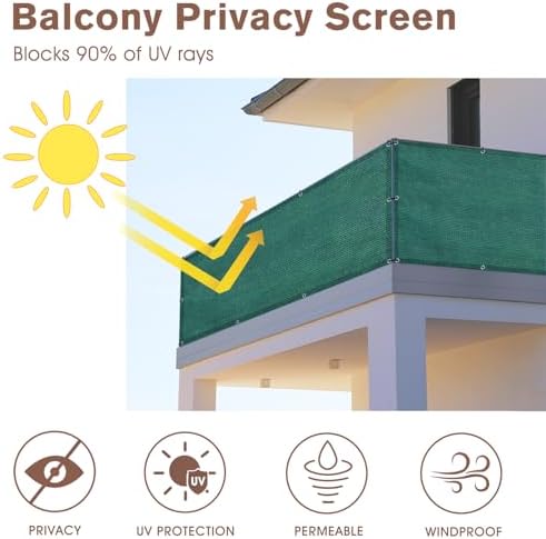 SUNNY GUARD 3' x 26' Balcony Privacy Screen, HDPE Patio Railing Cover Fence - Image 2