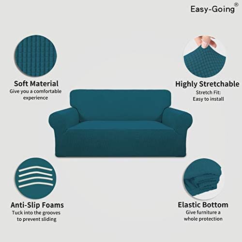 Easy-Going Stretch Oversized Loveseat Couch Covers Washable Peacock Blue - Image 3
