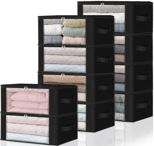 HomeHacks 10-Pack Clothes Organizer Storage Bags, 35L Storage Bins, Black by HomeHacks