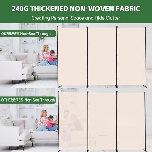 3 Panel Folding Room Divider, Sturdy Frame Freestanding Wall Divider - Image 3