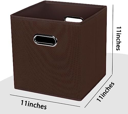 Black Foldable Storage Cubes Bins , Fabric Storage Box Cubes Organizer Baskets with Dual Handles for Home Organizer (Coffee) - Image 2