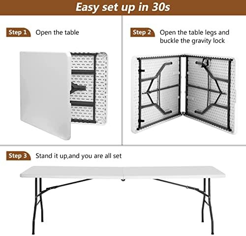 FDW | 8FT Folding Table | White | Portable Plastic Table - Image 4