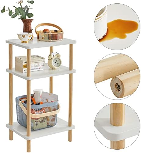 IBUYKE 3-Tier Side Table, Wood End Table, White UWST003W - Image 7