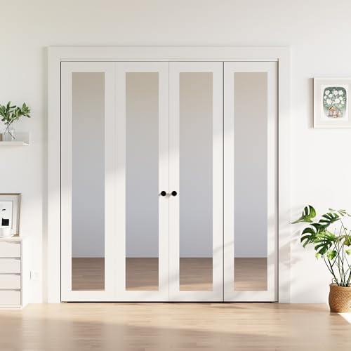 Bifold Doors 72 x 80, Bifold Mirror Closet Doors with Hardware Kit - Image 3