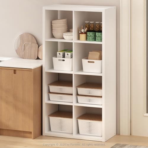 Furinno HERMITE Kitchen Island, 8-Cube Coffee Bar, Extra Thick Kitchen Storage, Bakers Rack, for Pantry Organizers and Storage, Kitchen Organization, White - Image 2
