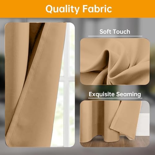 Room Divider Curtains Flexible Ceiling Tracks set Curtain track Ceiling Mount Blackout Curtain for Living Room Bedroom Ceiling Curtain Rod Privacy Dividers Panels W180 x H96 Khaki Drape & Black rail - Image 3