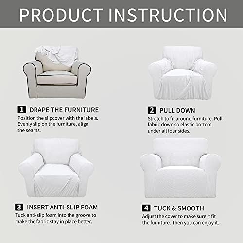 Easy-Going Stretch Oversized Chair Slipcover with Arm Washable Snow White - Image 6