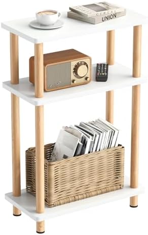 Apicizon Small Narrow Side Table, 3-Tier End Table, White Natural - Image 3