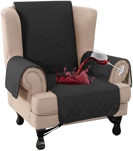 Turquoize 100% Waterproof Wing Chair Cover Wing Armchair Slipcovers, Black by Turquoize