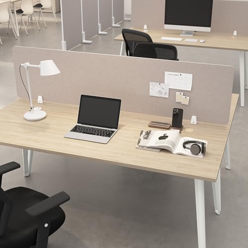 Bush Business Furniture 70W Desktop Privacy Screen in Warm Beige, Desk Mounted Office Partition with Acoustic Sound Dampening Panel - Image 2