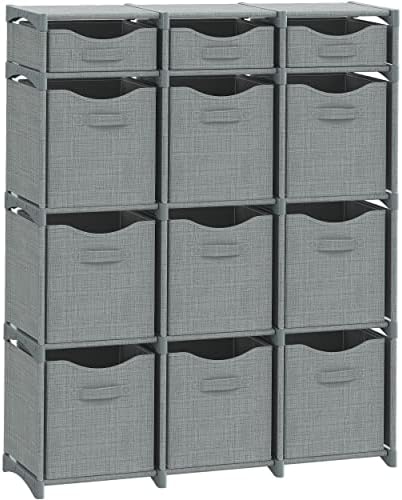 Cube Storage Organizer with Storage Bins Included - The Perfect Closet Organizers and Storage Solution. Includes 12 Storage Cubes, Great For Toy Storage, Closet Storage, Clothes Storage (Grey) by Neaterize