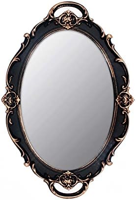 YCHMIR Vintage Mirror Small Wall Mirror Hanging Mirror 14.5 x 10 inchs Oval Brown by YCHMIR