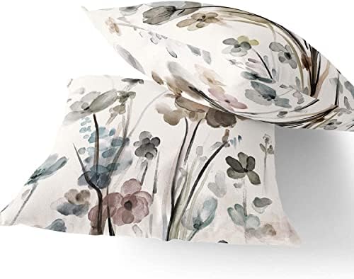 KKVEE Flower Throw Pillow Covers 18x18 Set of 2, Flowers Pillow Cushion Cases, Modern Decorative Square Pillowcases for Sofa Couch Bedroom Living Room Car - Image 4