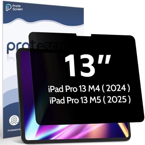 Privacy Screen Protector Compatible with iPad Pro 13 Inch M4/M5 [2024/2025 7/8th Gen], Anti Glare Blue Light Spy Filter Private, High Sensitive Bubble-Free Easy Install Black Security Screen Shield by Protescreen